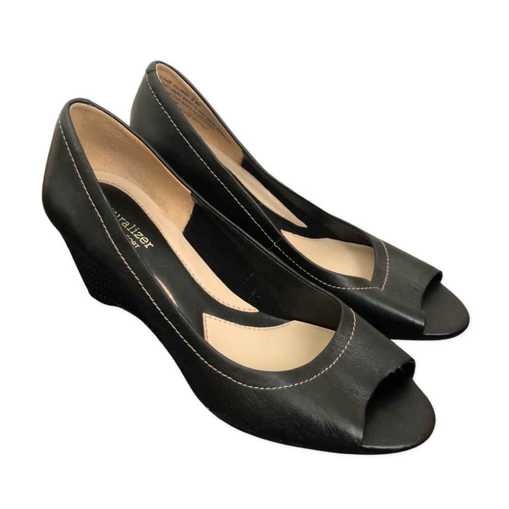 Naturalizer Comfort Black Solid Heel Leather